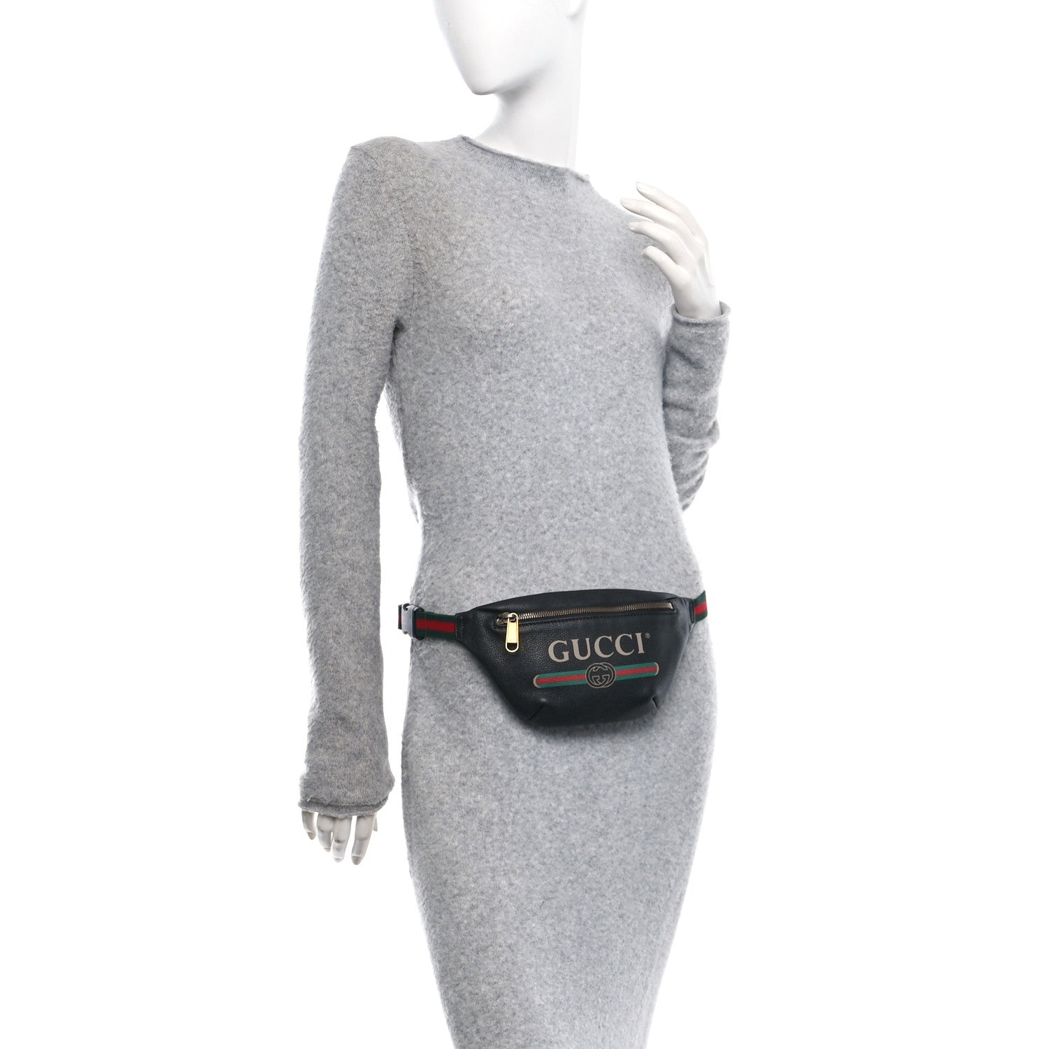 Gucci Grained Calfskin Small Logo Belt Bag Black 2 of 10