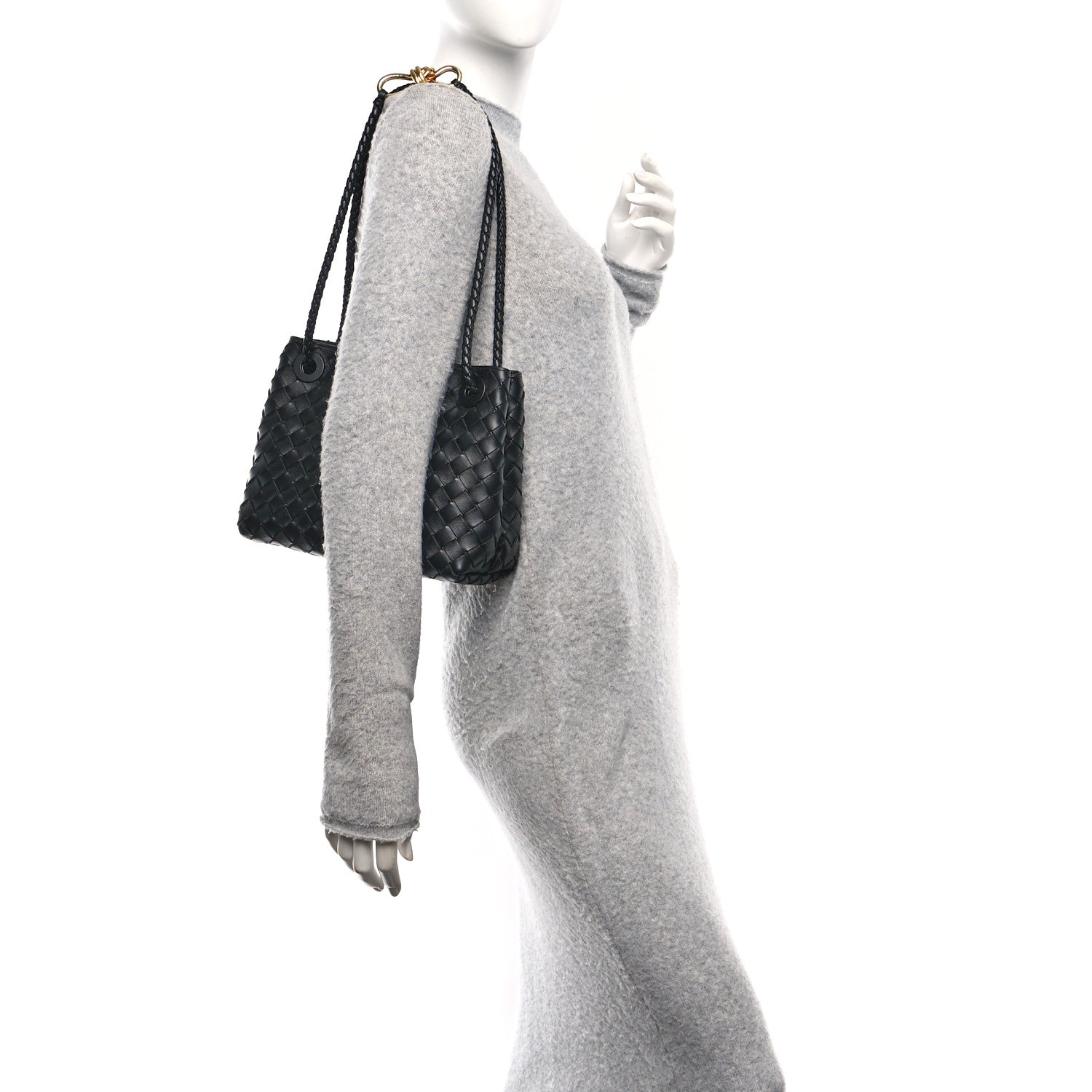 Bottega Veneta Nappa Intrecciato Small Andiamo Shoulder Bag Black 2 of 9