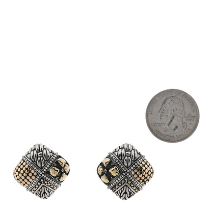 John Hardy Sterling Silver 18K Yellow Gold Square Dot Earrings 2 of 4