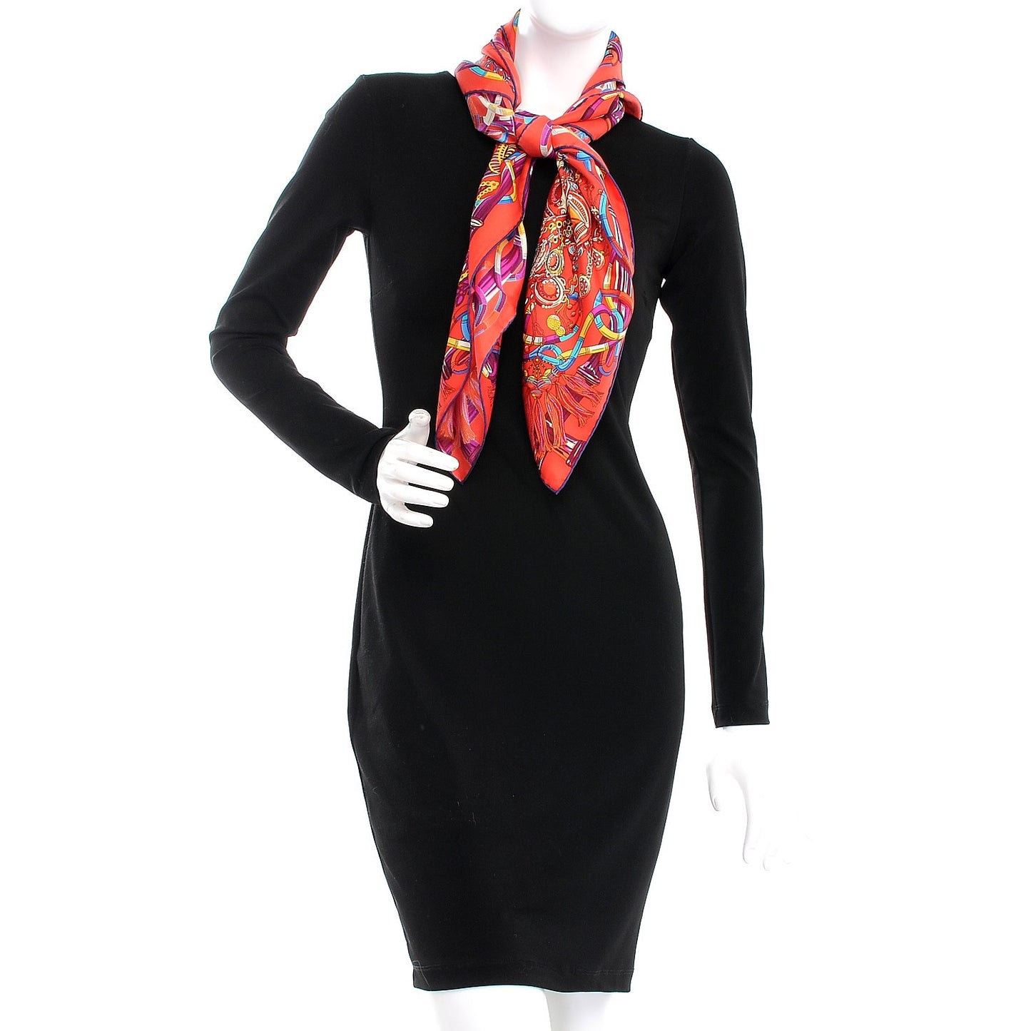 Silk Au Fil Du Carre Scarf 90 Rouge Violet Turquoise