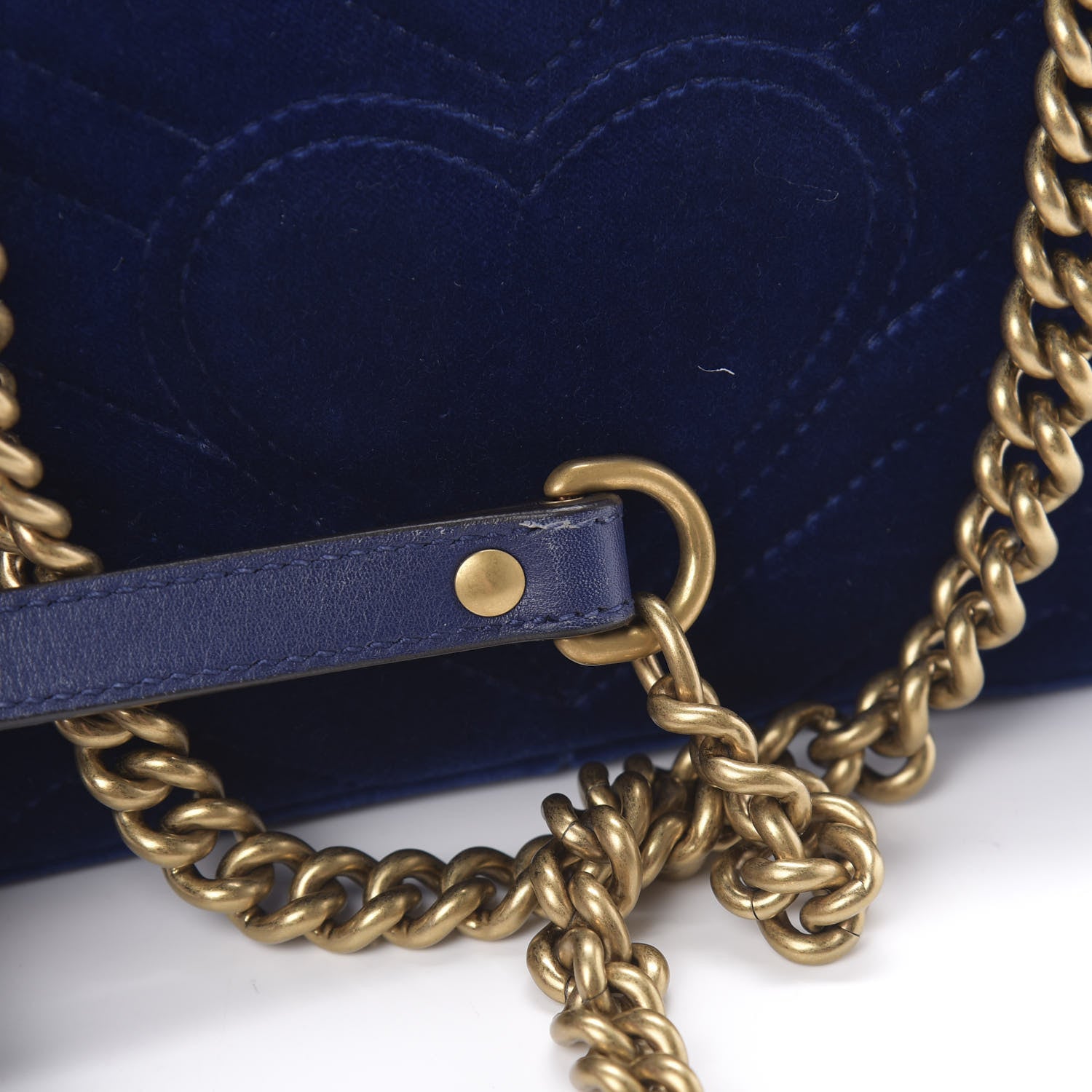Gucci Velvet Matelasse Mini GG Marmont Shoulder Bag Cobalt Blue 19 of 20