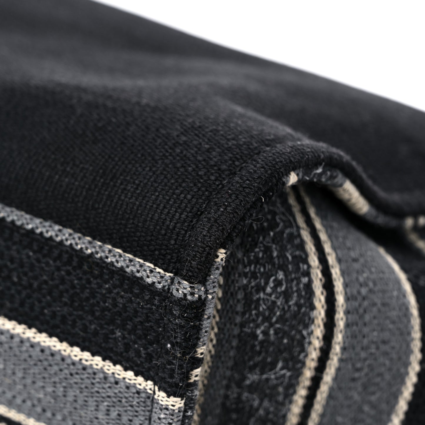 Striped Canvas Medium Deauville Tote Grey Black