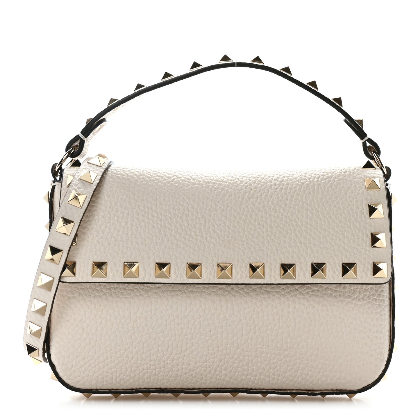 Calfskin Rockstud Crossbody Pouch Light Ivory