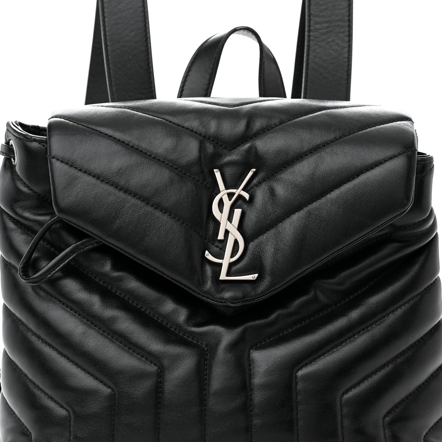 Calfskin Y Quilted Monogram Small Loulou Backpack Black