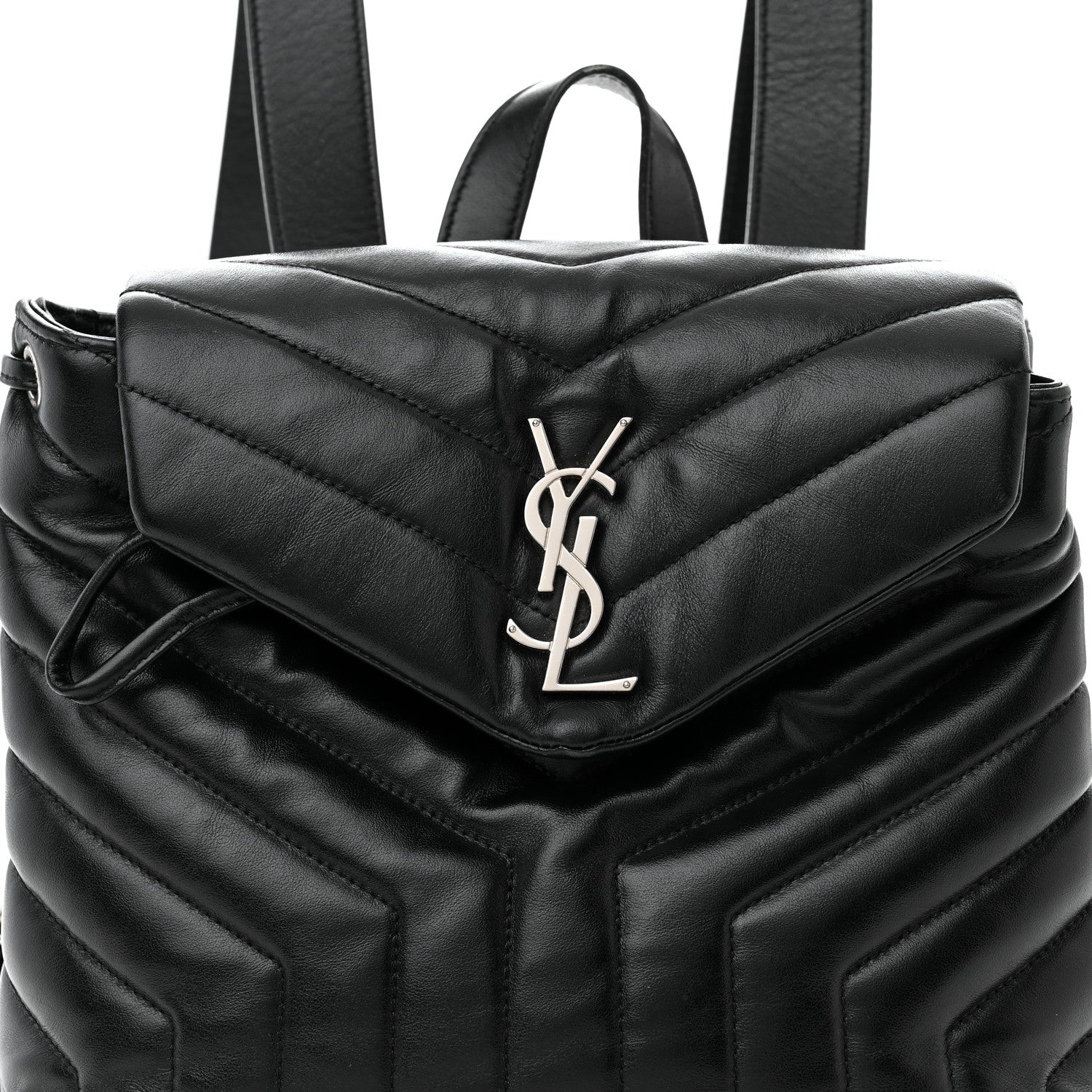 Saint Laurent Calfskin Y Quilted Monogram Small Loulou Backpack Black 7 of 10