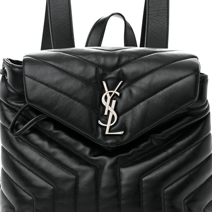 Saint Laurent Calfskin Y Quilted Monogram Small Loulou Backpack Black 7 of 10