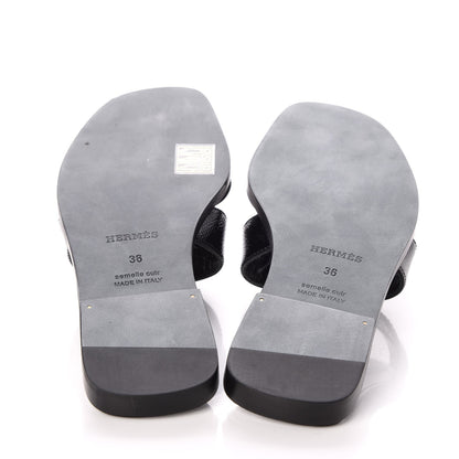 Hermes Patent Epsom Oran Sandals 36 Black 7 of 8