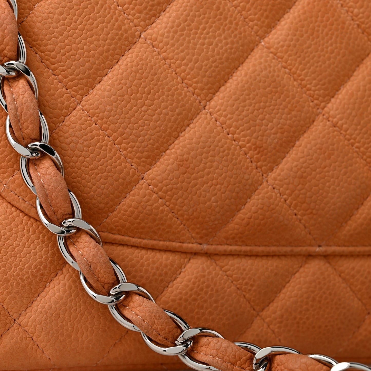 Iridescent Caviar Quilted Jumbo Double Flap Dark Beige