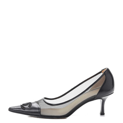 Chanel Lambskin Mesh CC Kitten Heels Pumps 38 Black 1 of 17