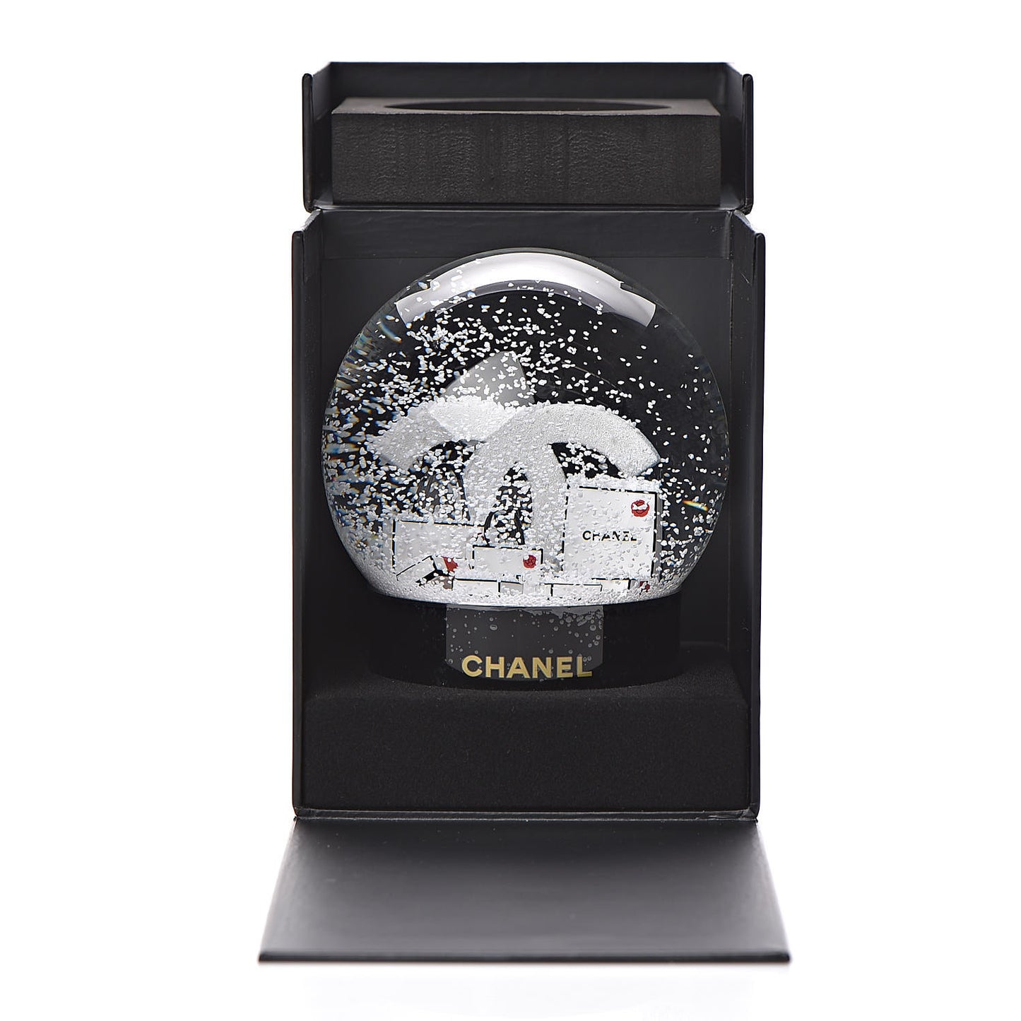 Glass CC Shopping Bag Snow Globe