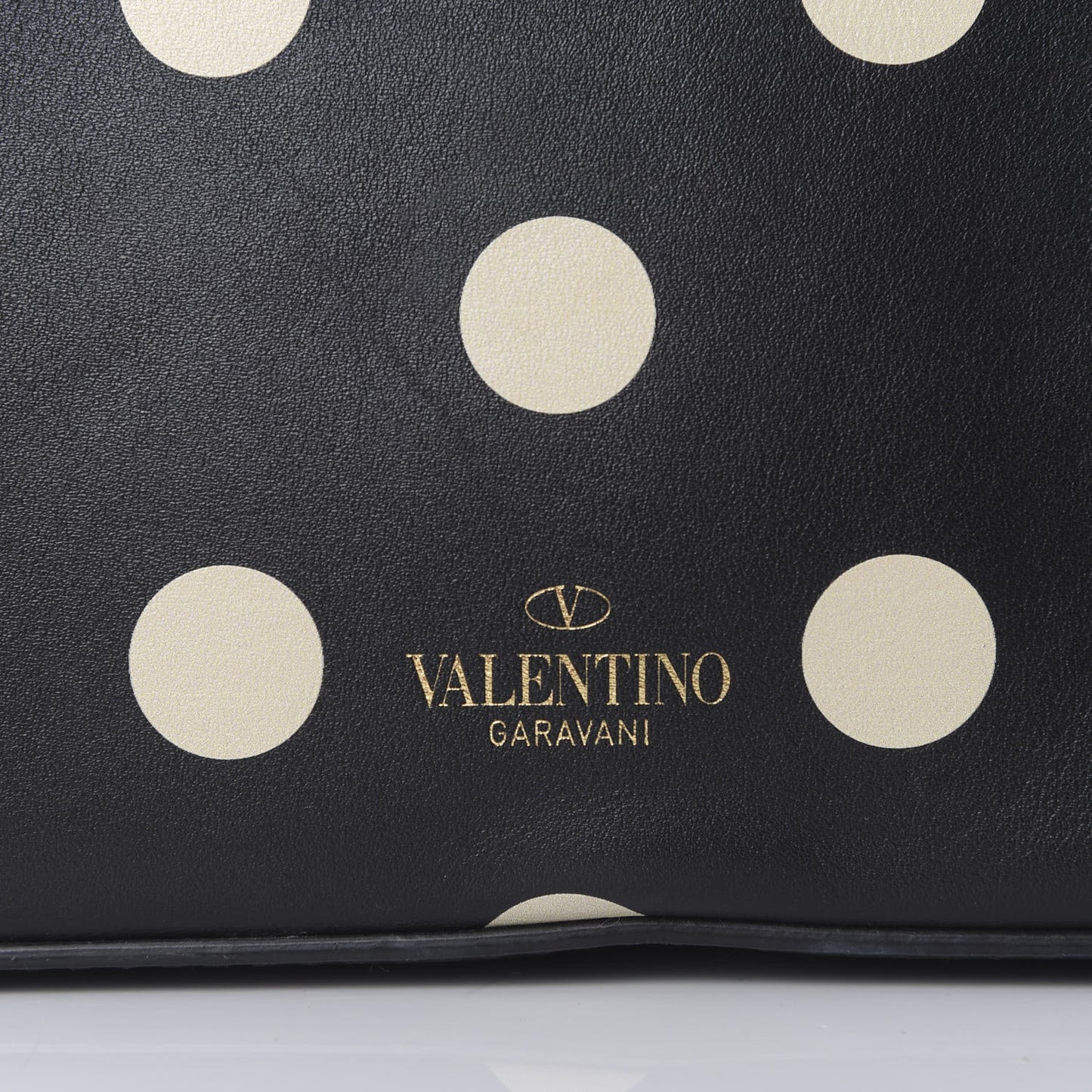 Vitello Polka Dot Medium Rockstud Flip Lock Crossbody Bag Black Light Ivory