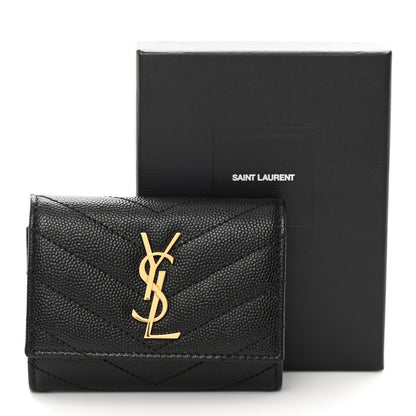 Saint Laurent Grain de Poudre Matelasse Cassandre Monogram Slim Key Case Black 8 of 8