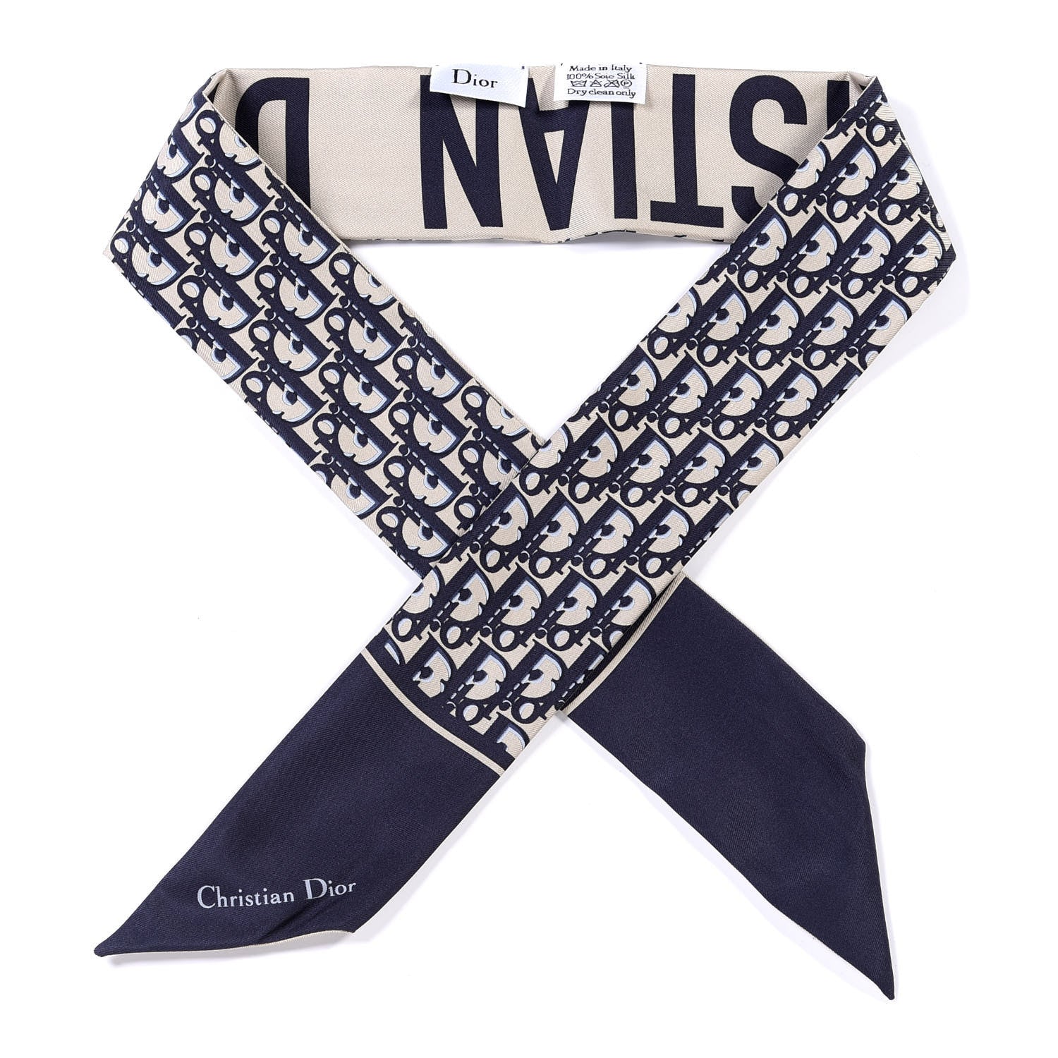 Christian Dior Silk Oblique Mitzah Scarf Blue 1 of 3