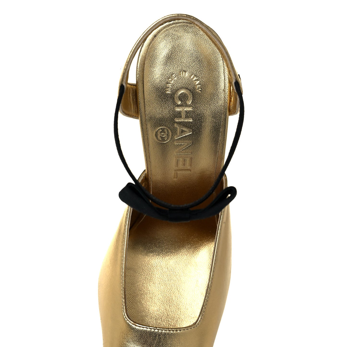 Laminated Lambskin Grosgrain Cap Toe CC Pumps 38 Gold Black