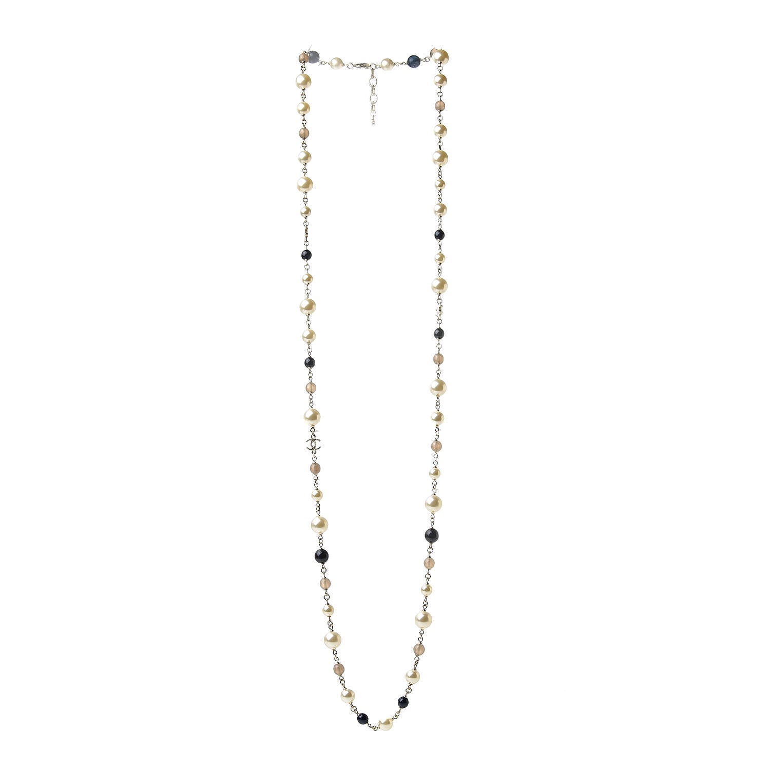 Chanel Baroque Pearl Bead Enamel CC Long Necklace Navy Gold 3 of 5