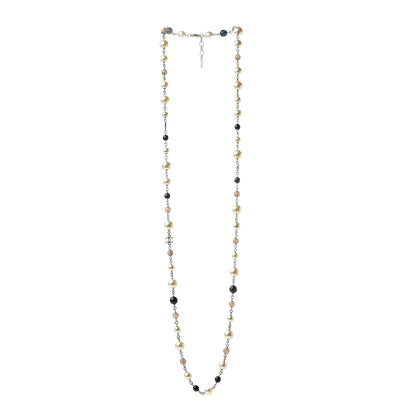 Chanel Baroque Pearl Bead Enamel CC Long Necklace Navy Gold 3 of 5