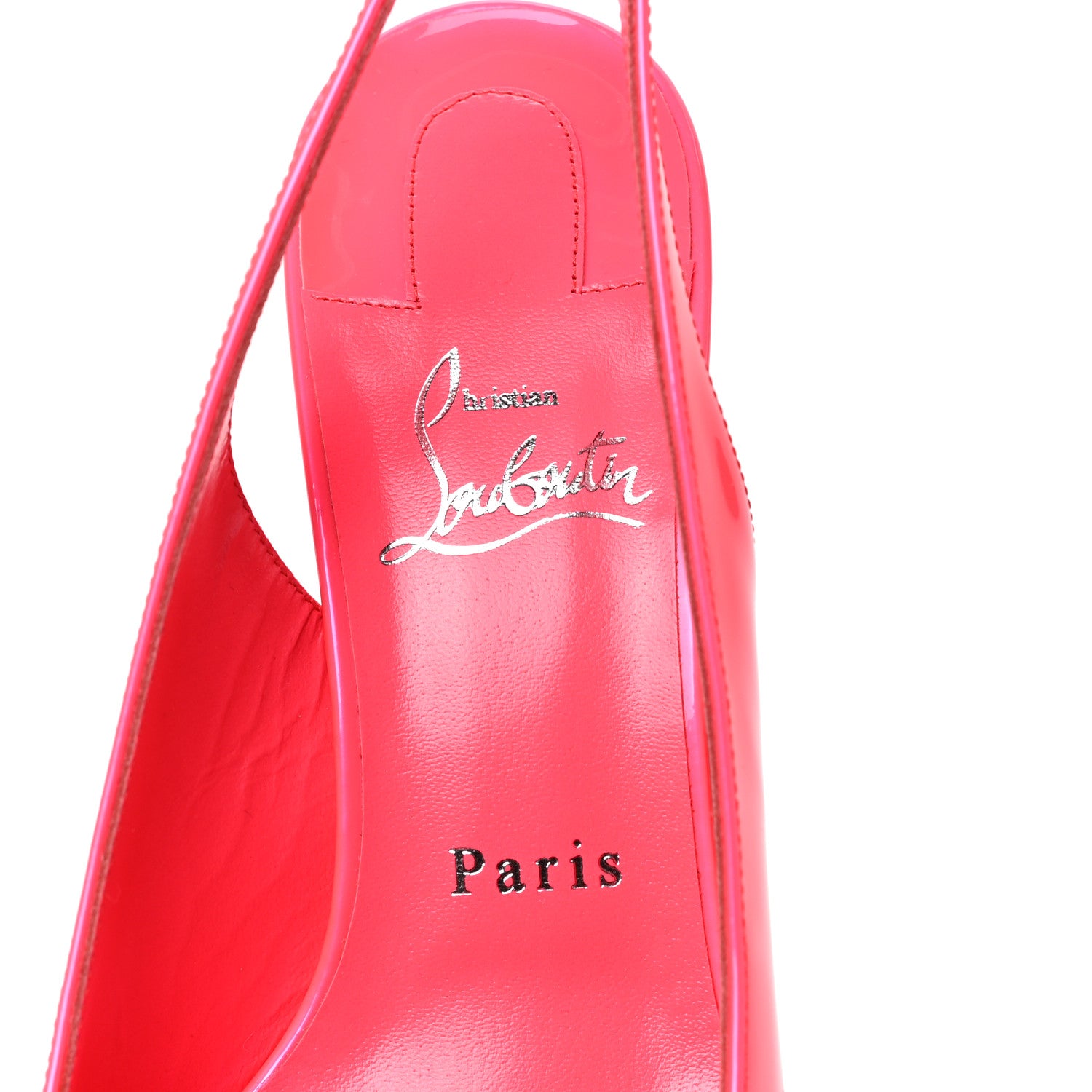 Christian Louboutin Patent Kate Sling 55 Pumps 38.5 Fluo Pink 7 of 8