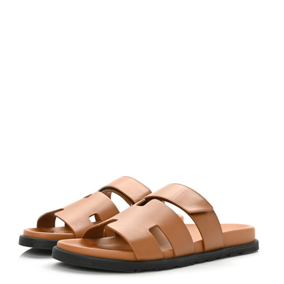 Hermes Calfskin Mens Chypre Sandals 42.5 Gold 3 of 8