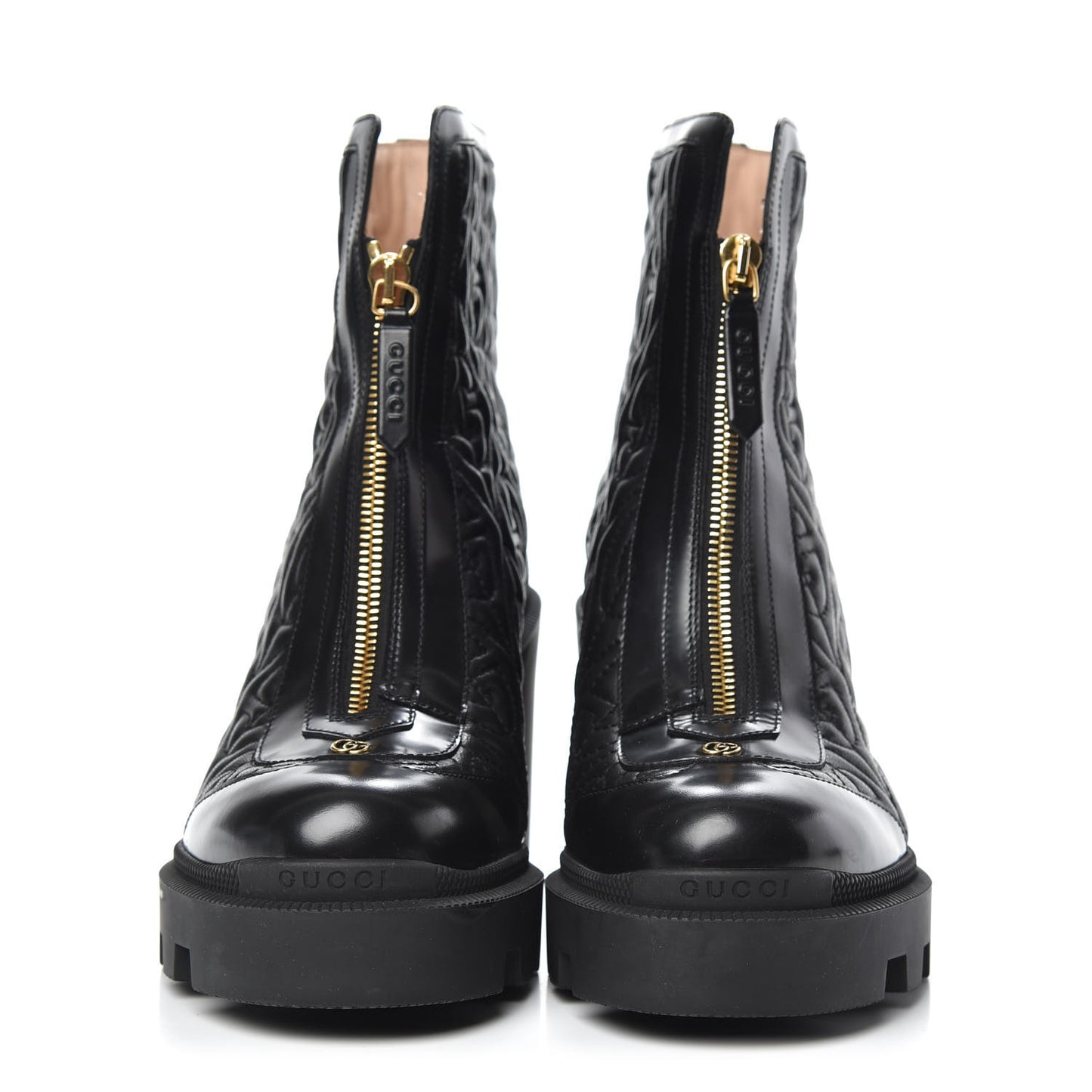 Calfskin Nappa Rhombus Quilted Trip Ankle Boots 37.5 Black