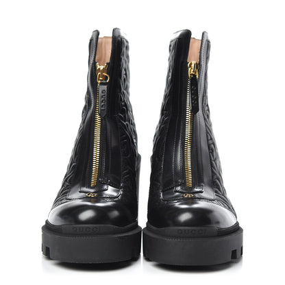 Gucci Calfskin Nappa Rhombus Quilted Trip Ankle Boots 37.5 Black 2 of 8