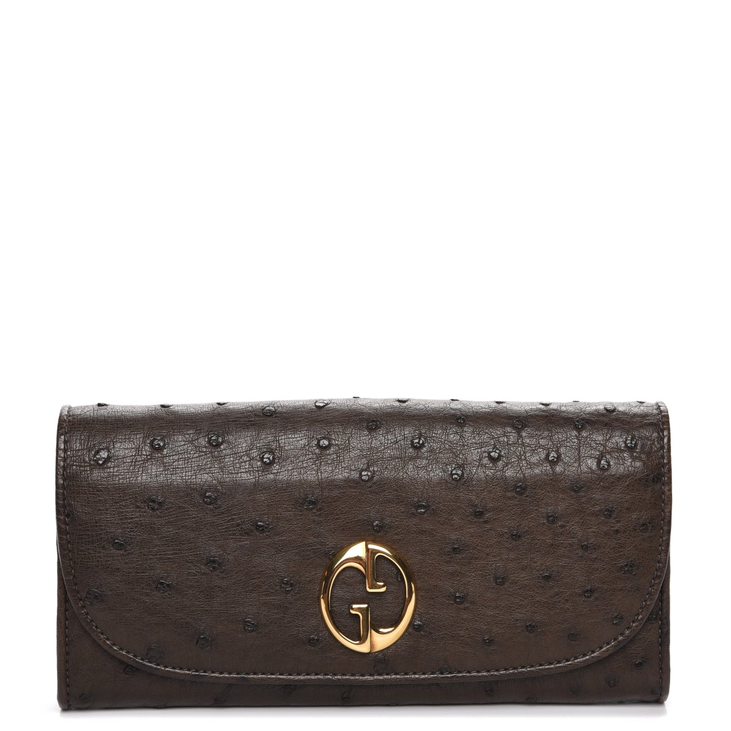 Ostrich 1973 Continental Clutch Wallet Cocoa Brown
