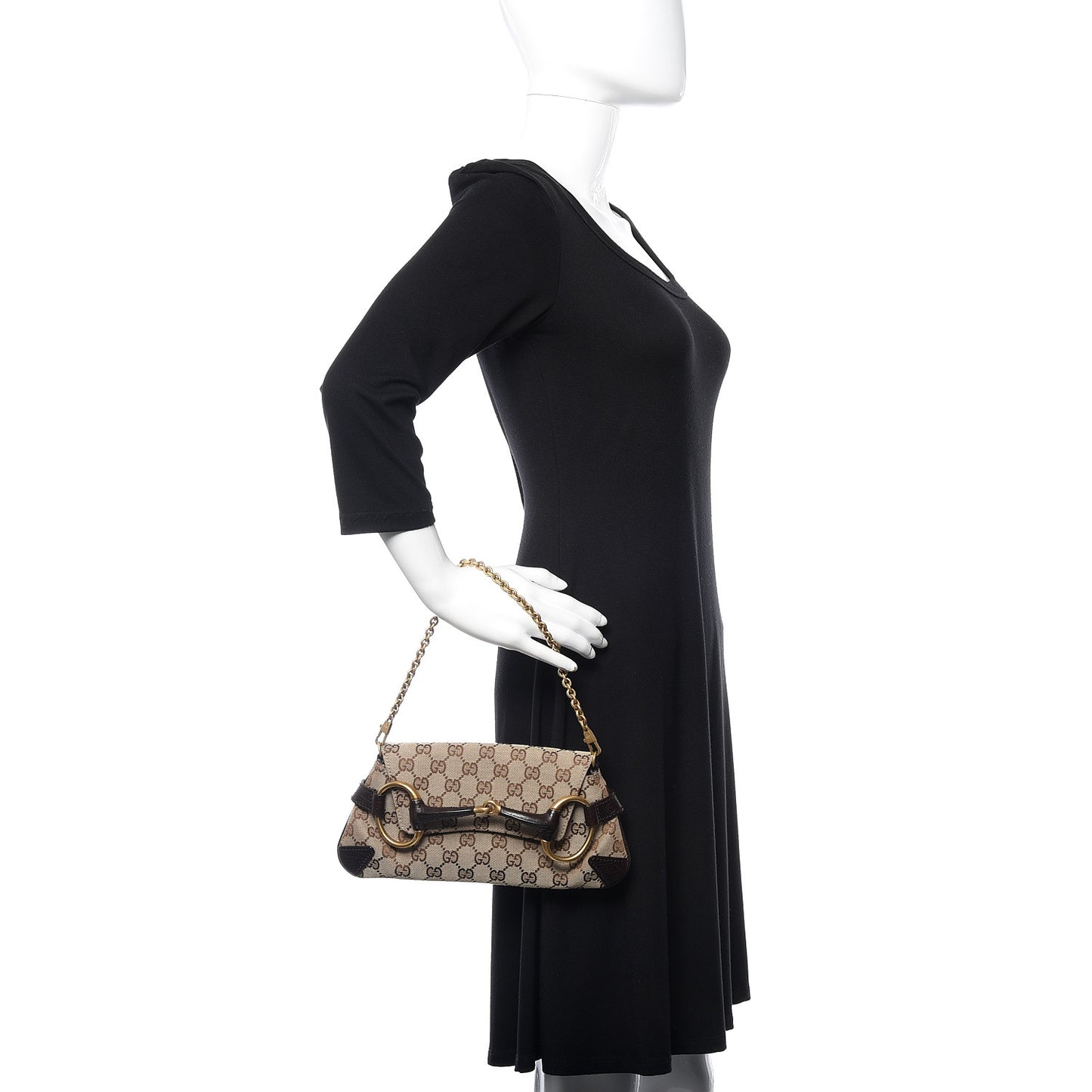 Monogram Horsebit Clutch Dark Brown
