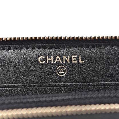 Chanel Caviar Quilted Small Filigree Zip Around Wallet Beige Black 6 of 9