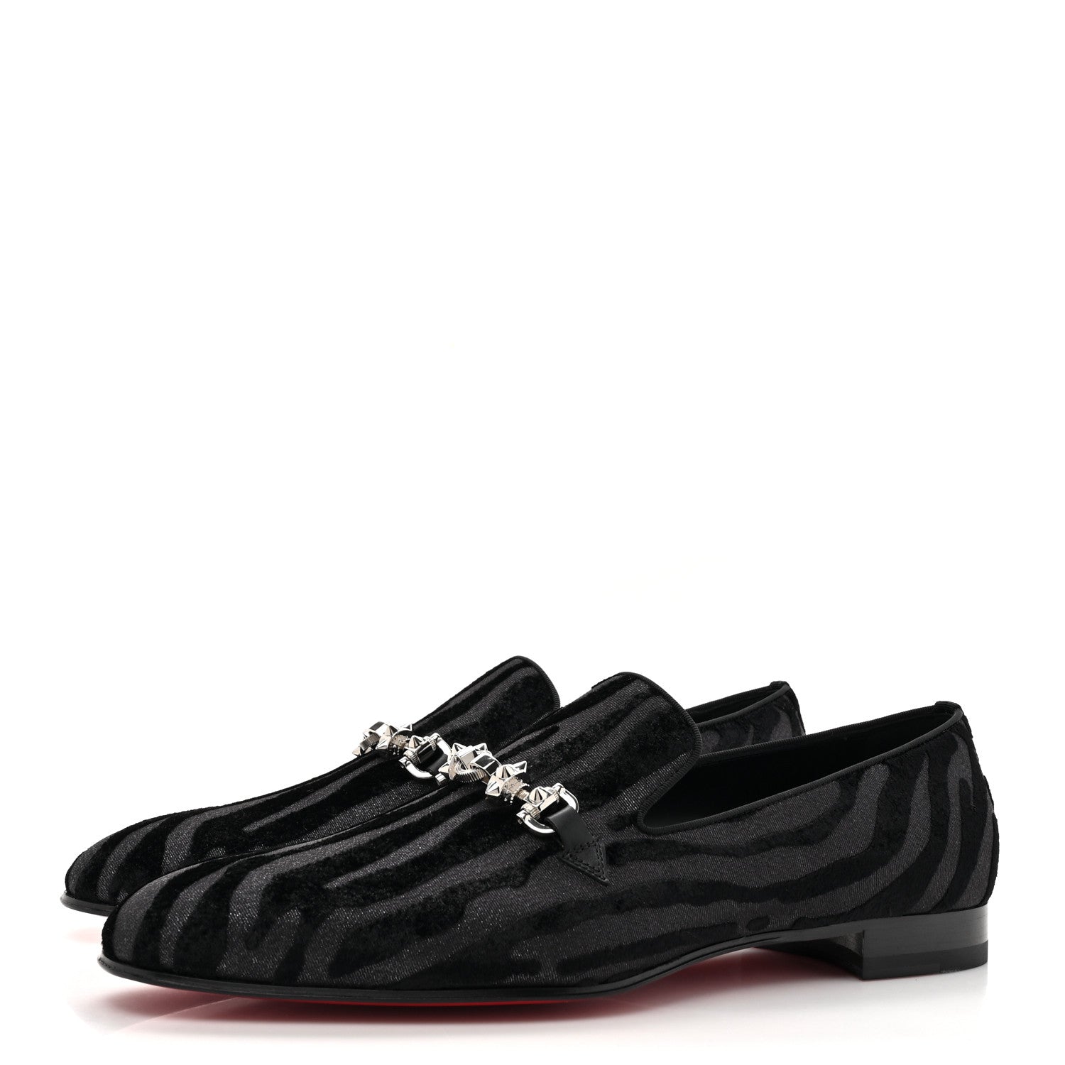 Christian Louboutin Velvet Quagga Mens Equiswing Flat Loafers 44.5 Black 3 of 8