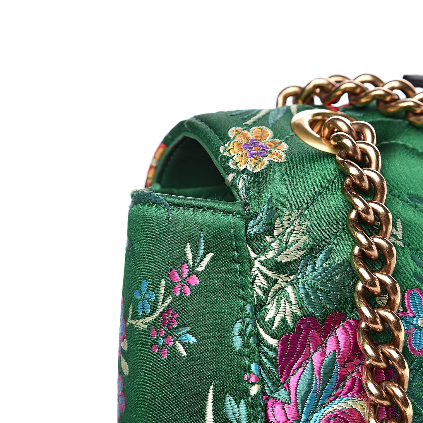 Jacquard Matelasse Floral Maxi GG Marmont Top Handle Shoulder Bag Green Multicolor