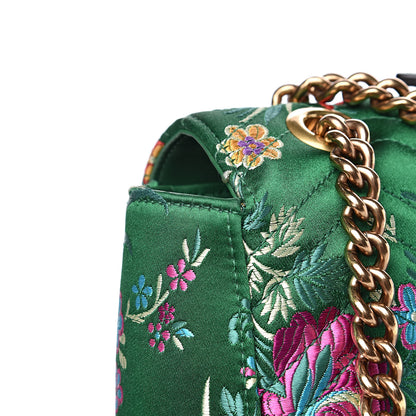 Gucci Jacquard Matelasse Floral Maxi GG Marmont Top Handle Shoulder Bag Green Multicolor 12 of 19