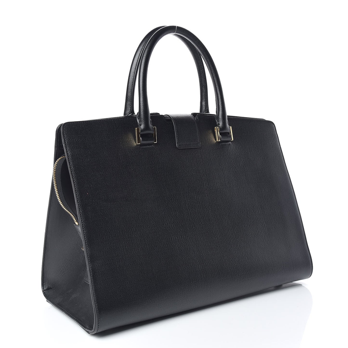 Textured Calfskin Medium Classic Y Cabas Black