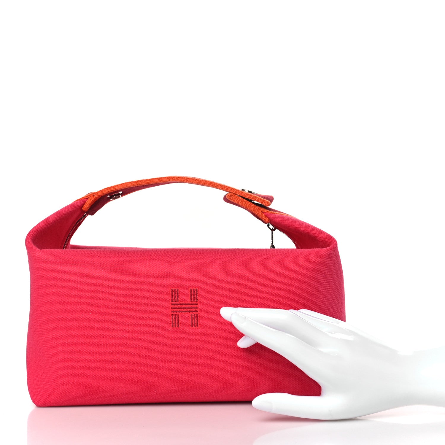 Hermes Canvas Large Bride-A-Brac Pouch Hibiscus 2 of 9