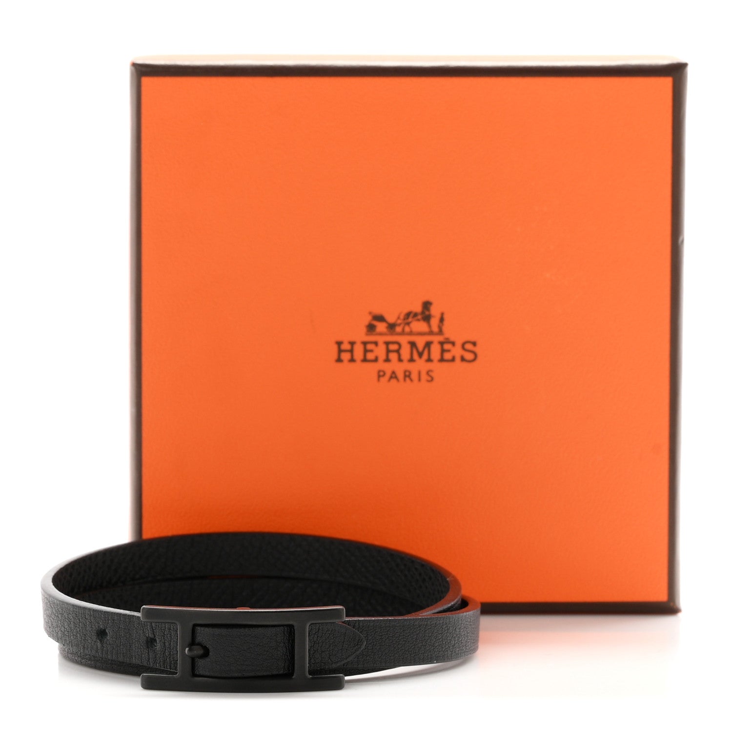 Hermes Epsom Swift Behapi Double Tour Bracelet T6 Black 5 of 5