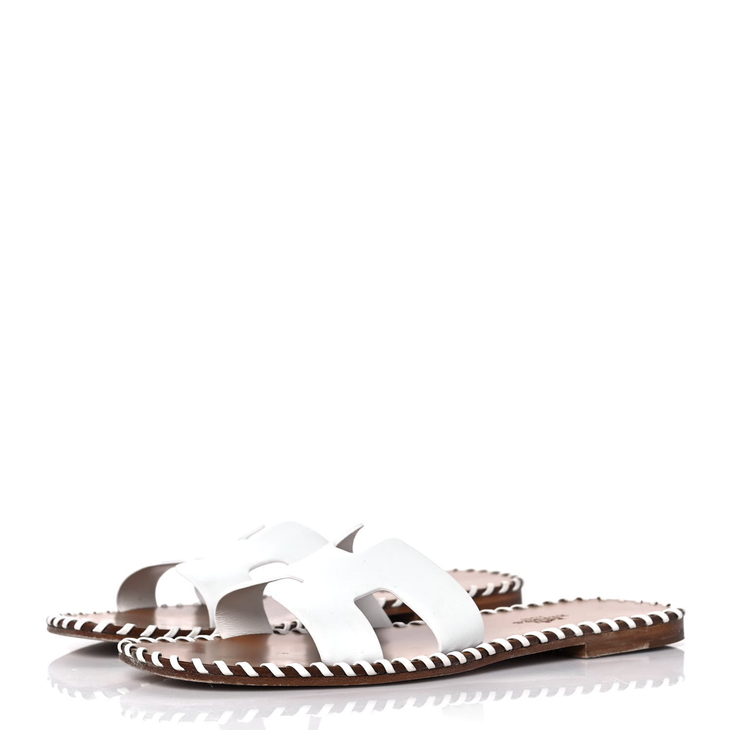Hermes Calfskin Braided Oran Sandals 36 White 3 of 9