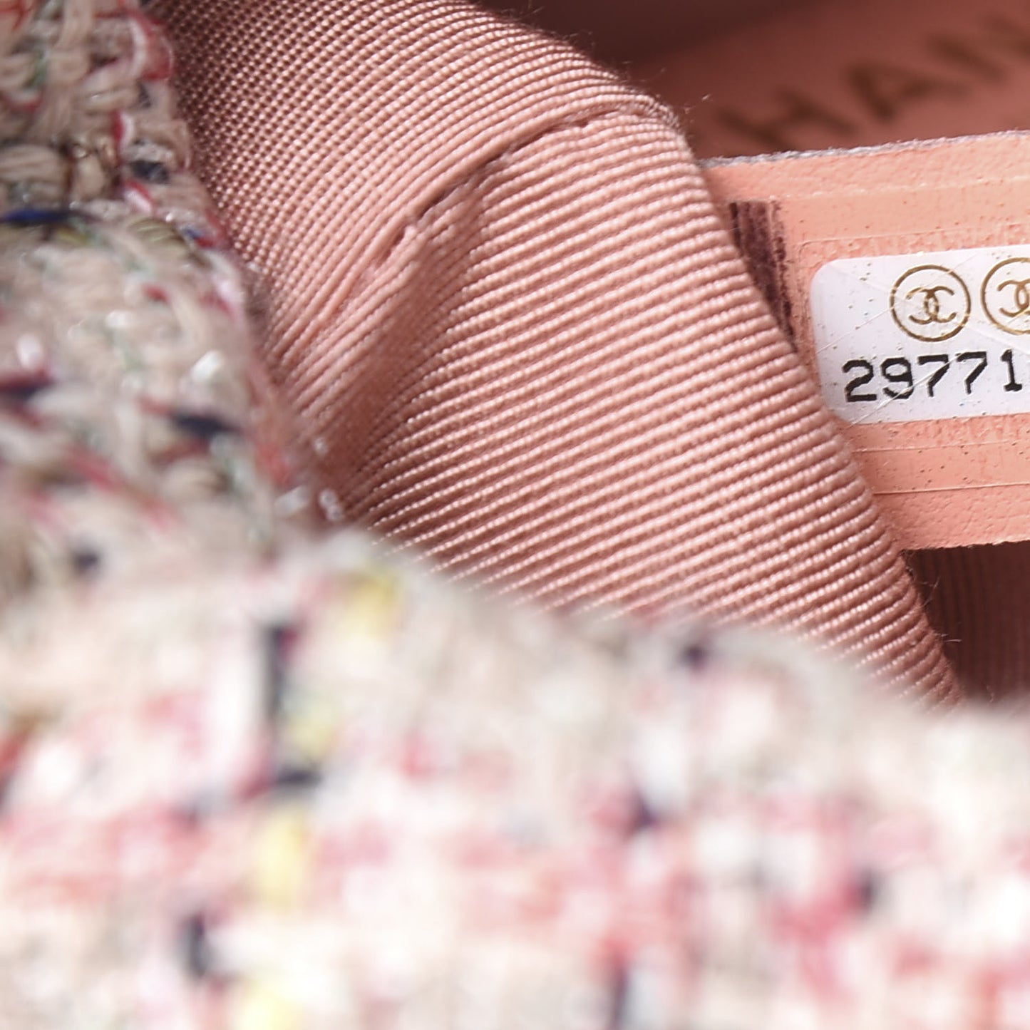 Calfskin Tweed Small CC Chain Bucket Drawstring Bag Light Pink