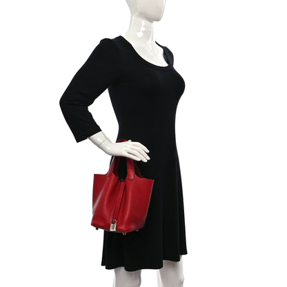 Hermes Taurillon Clemence Picotin Lock 18 PM Rouge Casaque 2 of 10
