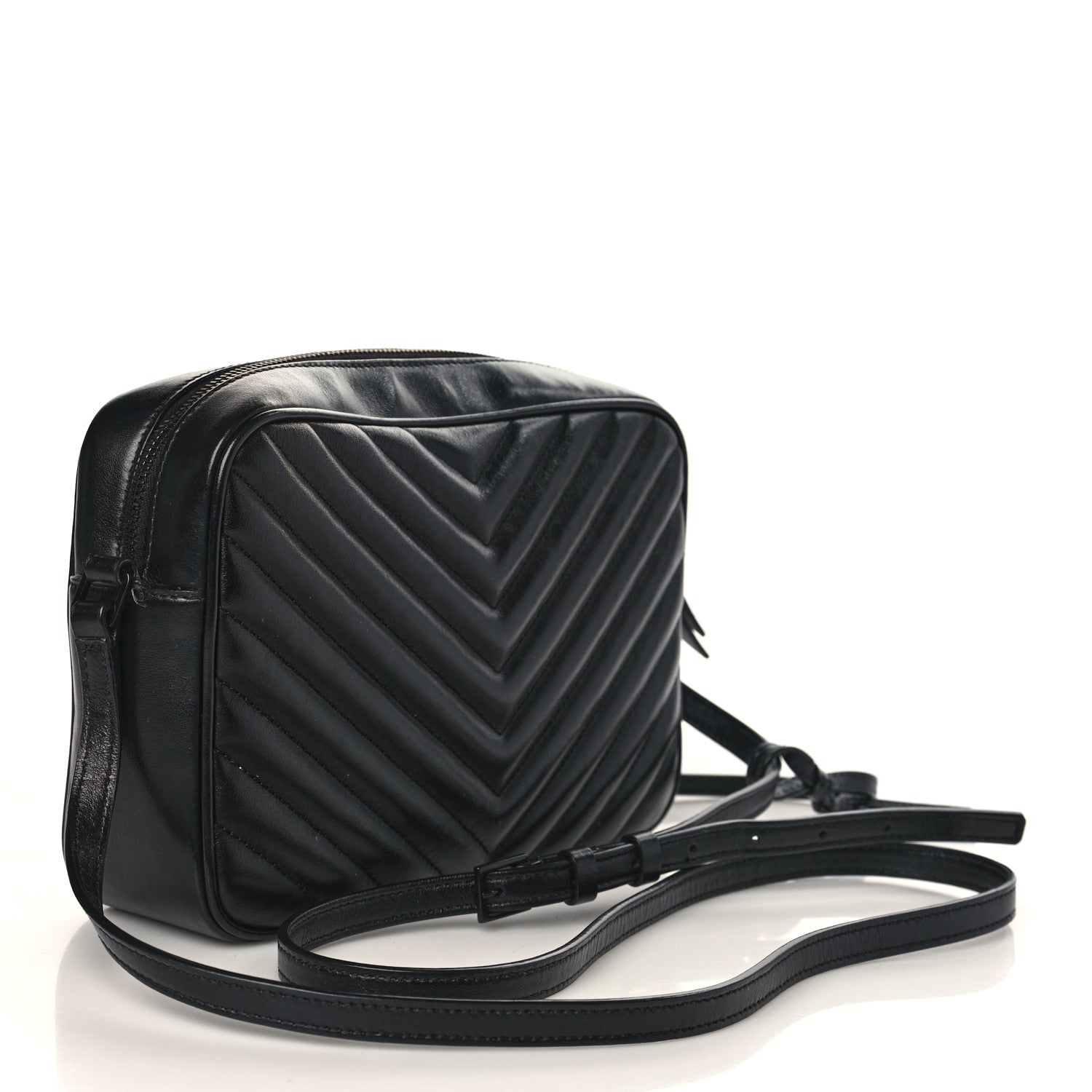 Saint Laurent Calfskin Matelasse Monogram Monochrome Lou Camera Bag Black 3 of 8