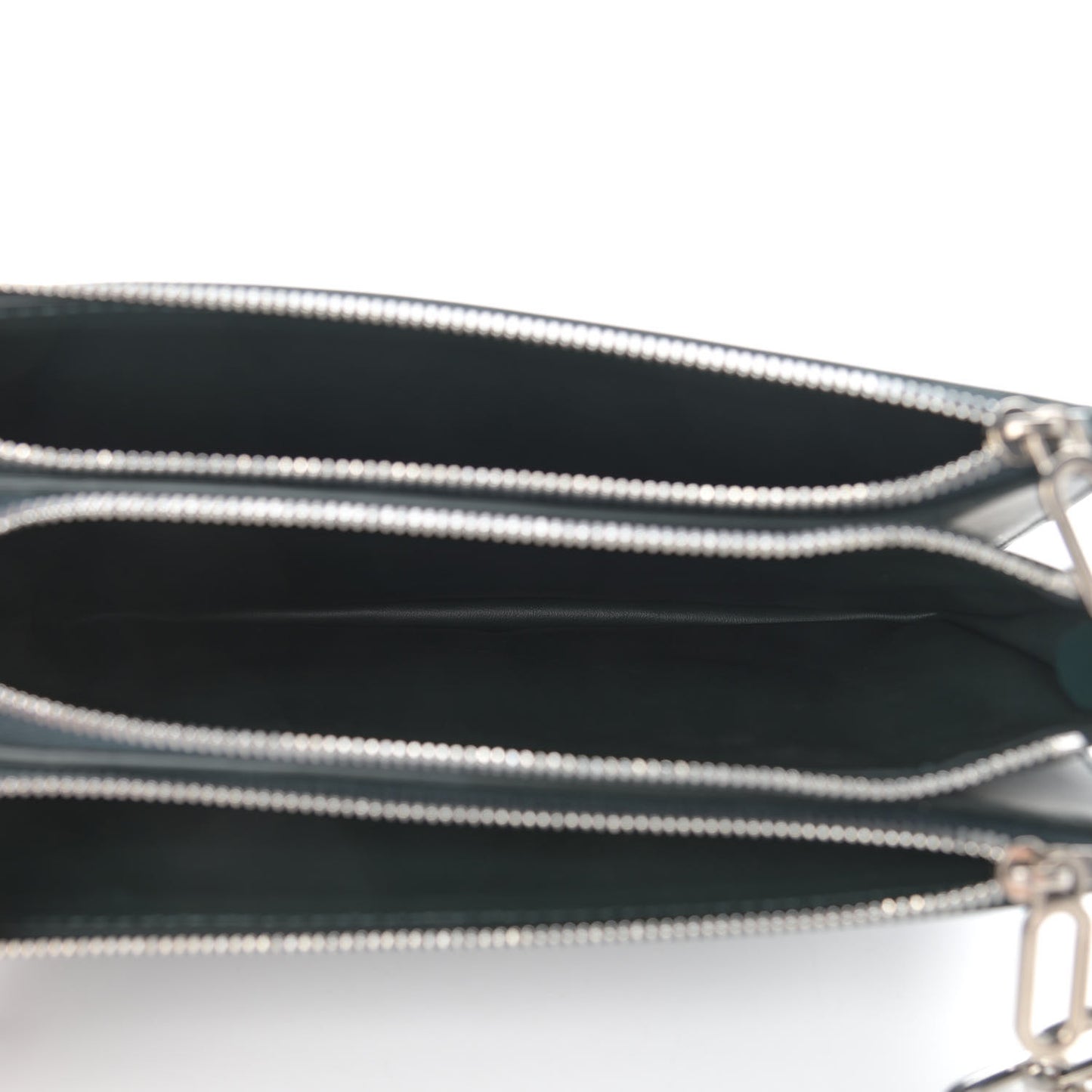 Patent Calfskin Penhurst Chain Triple Zip Shoulder Bag Green