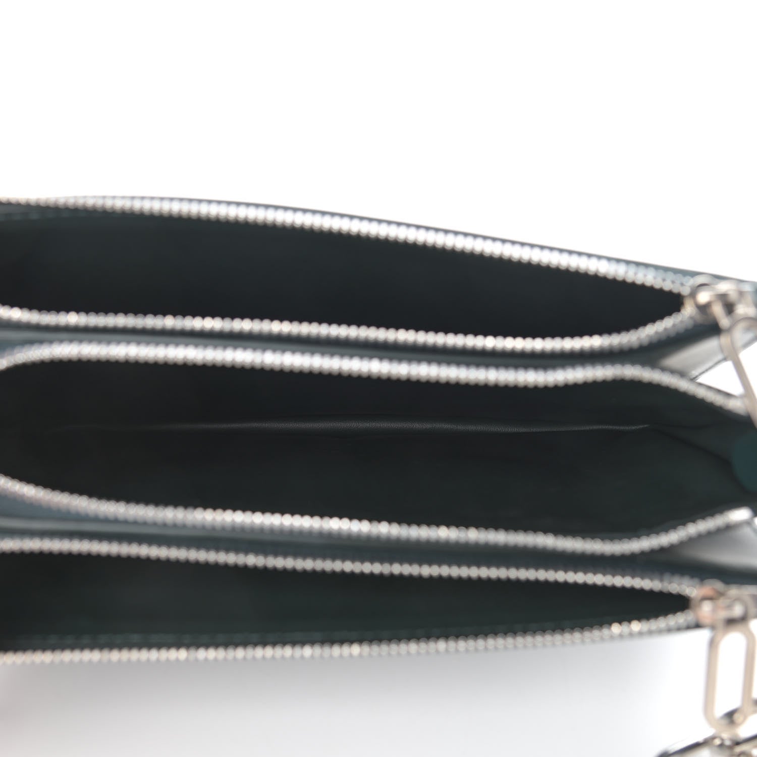 Burberry Patent Calfskin Penhurst Chain Triple Zip Shoulder Bag Green 5 of 10