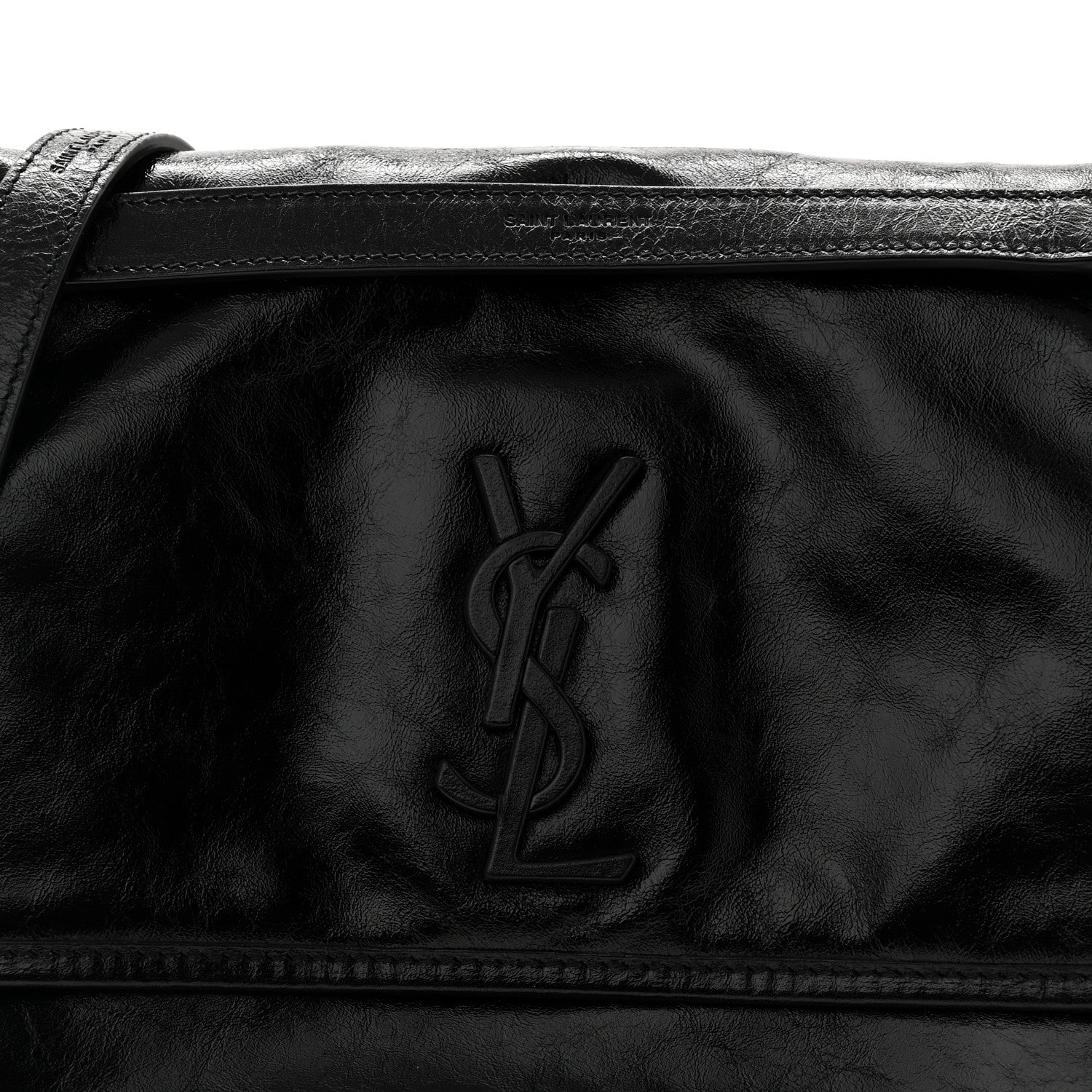 Saint Laurent Crinkled Calfskin Monogram Medium Niki Chain Satchel Black 8 of 10
