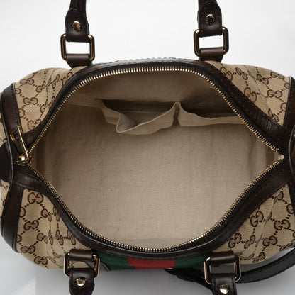 Gucci Monogram Vintage Web Medium Boston Dark Brown 5 of 7