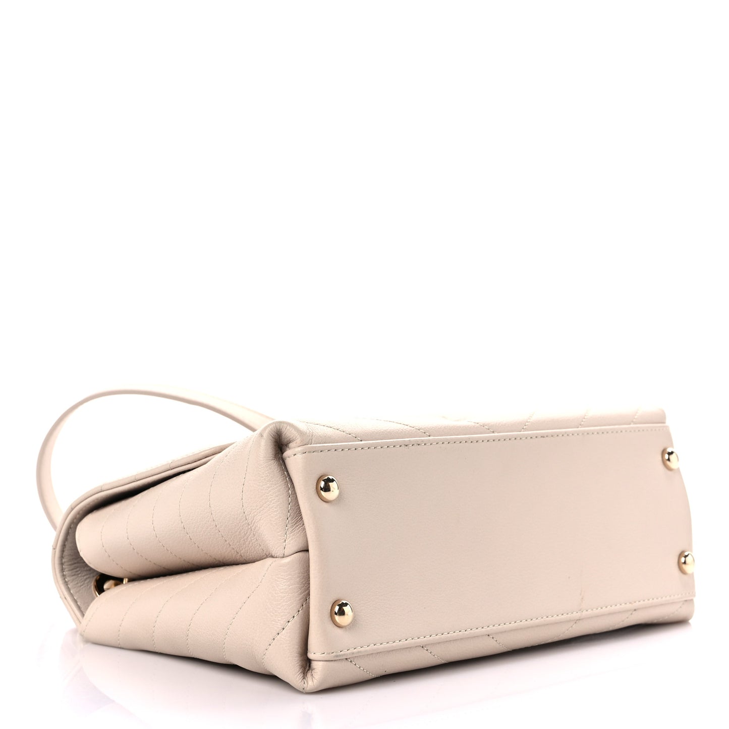 Grained Calfskin Small Chevron Chic Top Handle Flap Beige