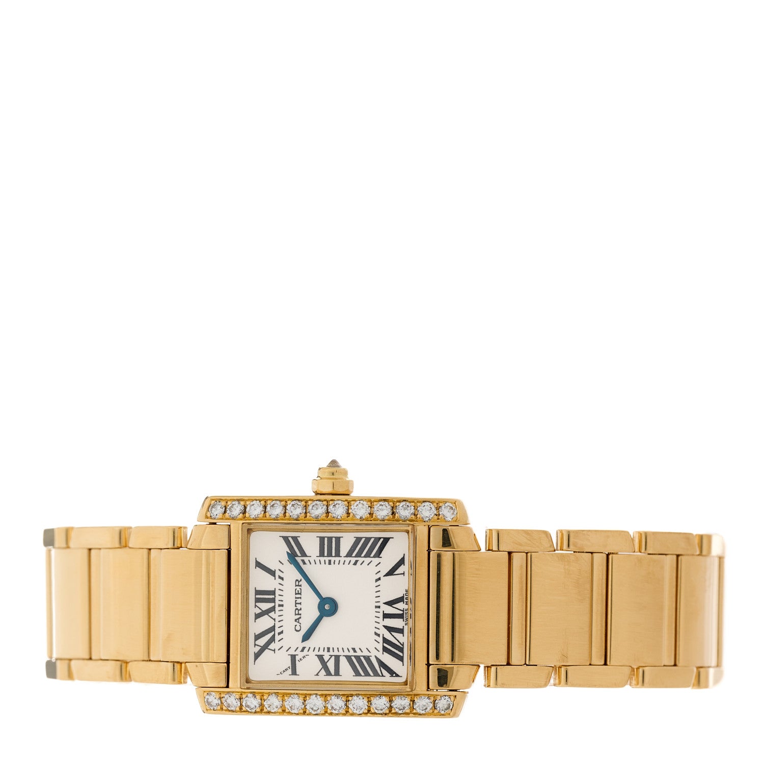Cartier 18K Yellow Gold Diamond 20mm Tank Francaise Quartz Watch 2 of 4
