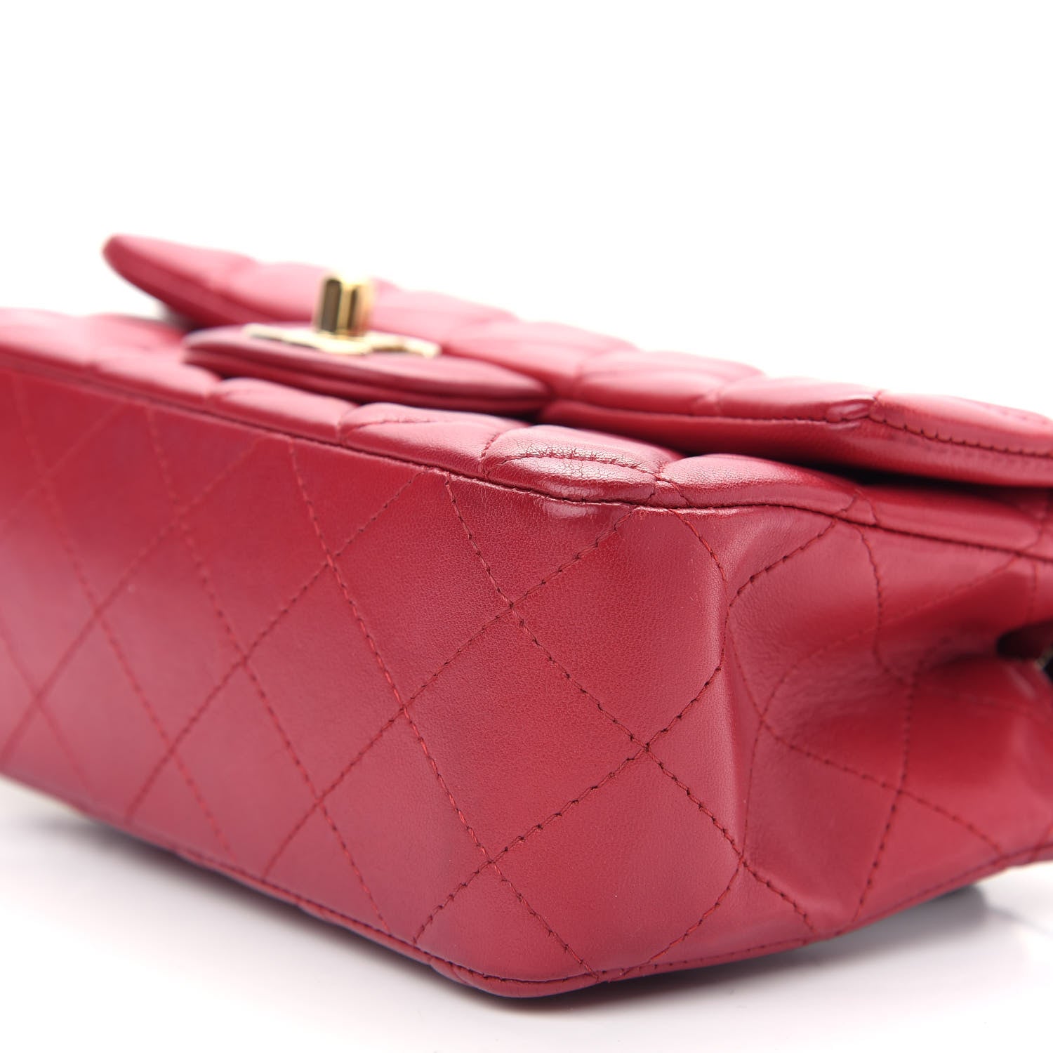 Chanel Lambskin Quilted Mini Rectangular Flap Red 8 of 8