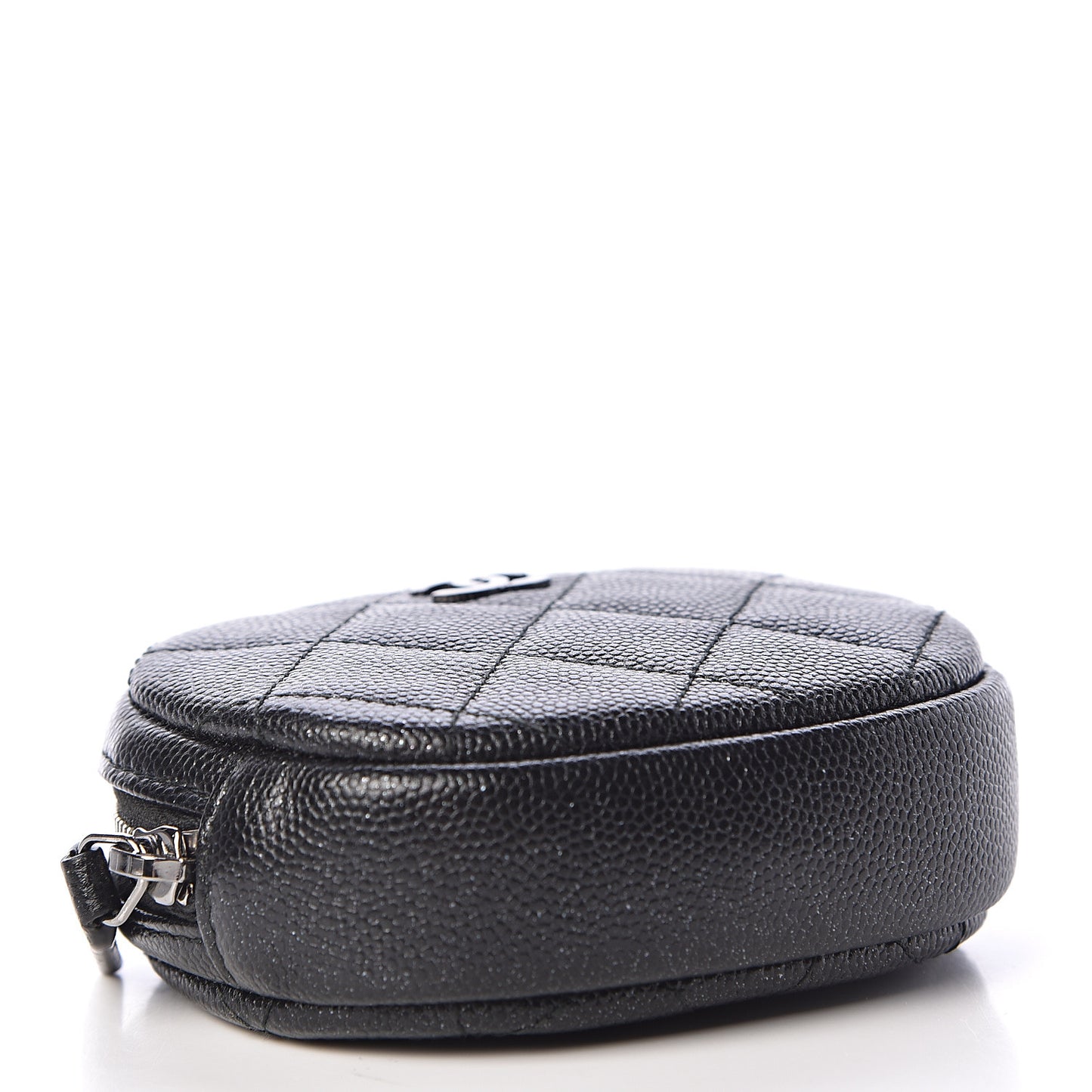Iridescent Caviar Quilted Zip Around Classic Coin Purse Black