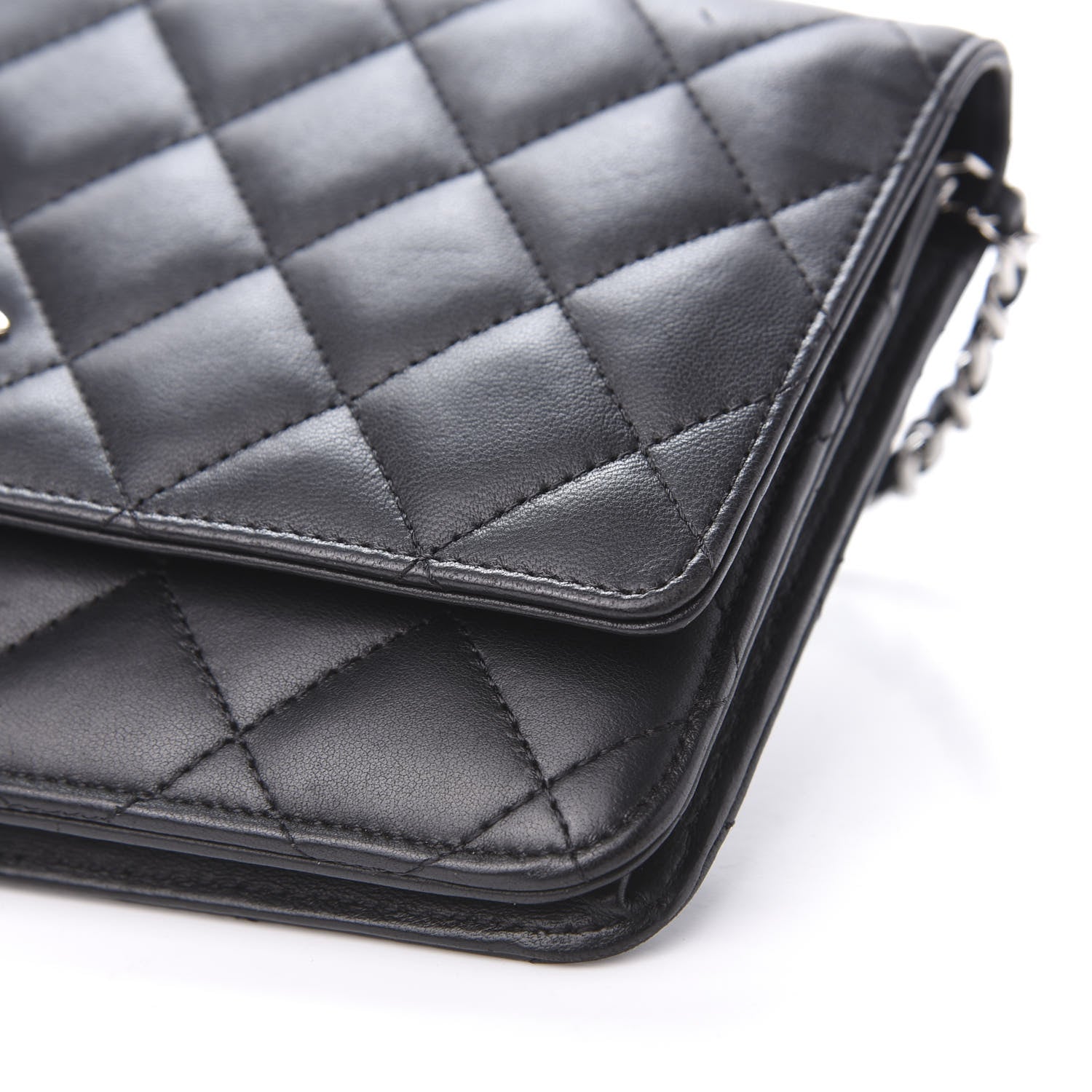 Chanel Lambskin Quilted Wallet On Chain WOC Black 11 of 13