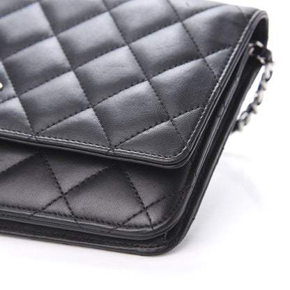 Chanel Lambskin Quilted Wallet On Chain WOC Black 11 of 13