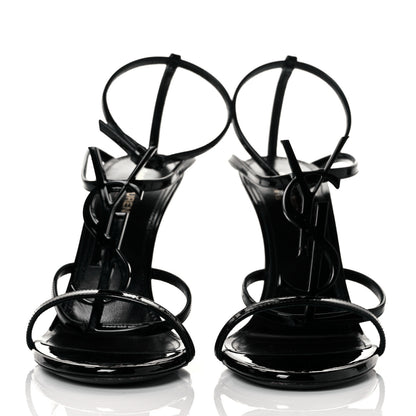 Saint Laurent Patent Calfskin Cassandra 100 Sandals 39 Black 2 of 7