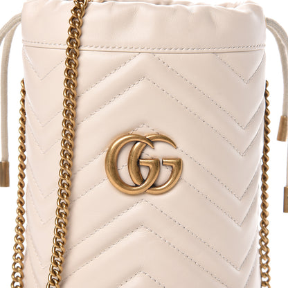 Gucci Calfskin Matelasse Mini GG Marmont 2.0 Bucket Bag White 7 of 9