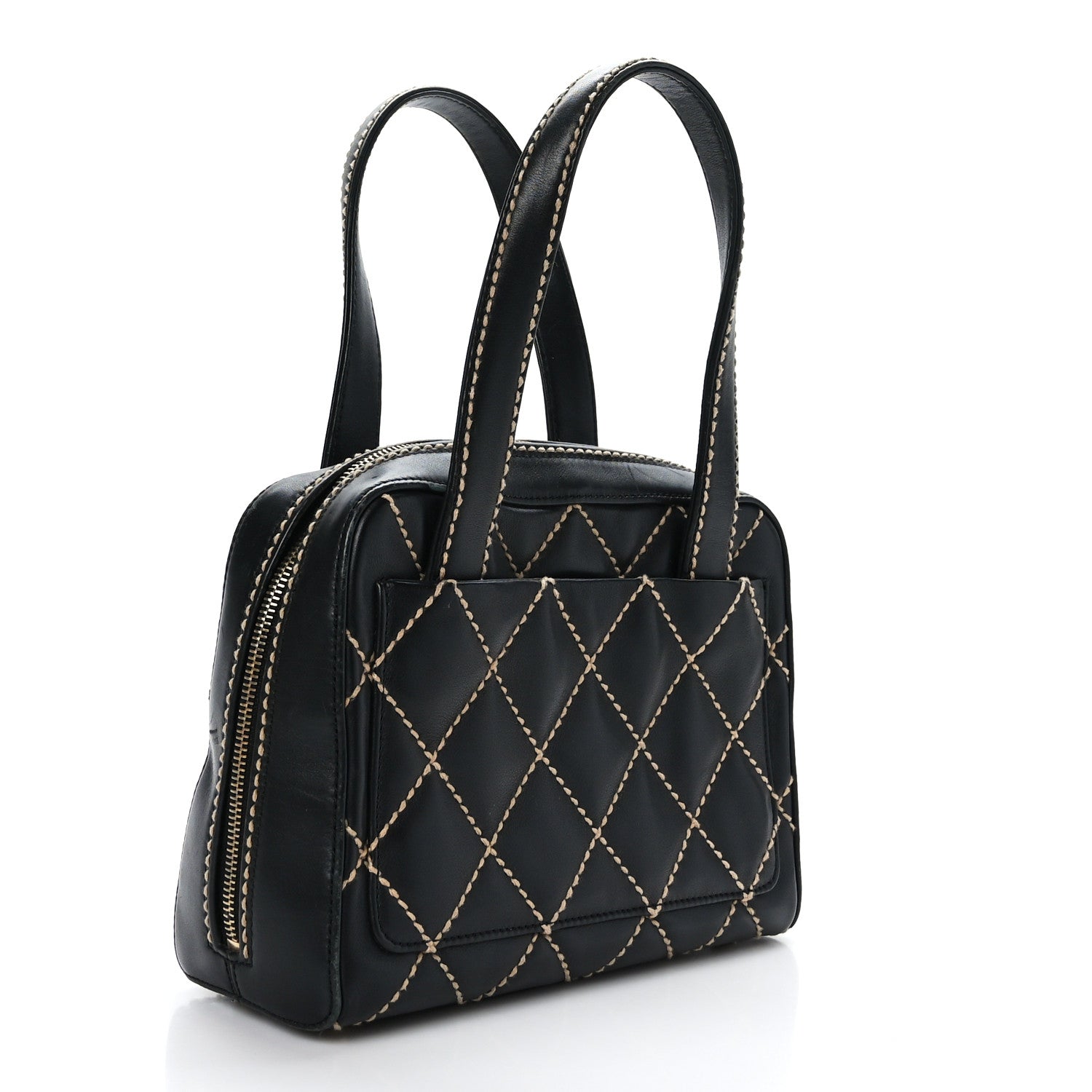 Chanel Calfskin Contrast Stitch Surpique Bowler Black 4 of 9